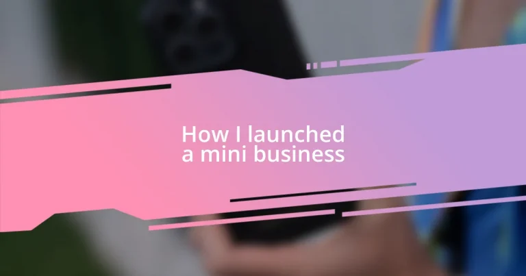 How I launched a mini business