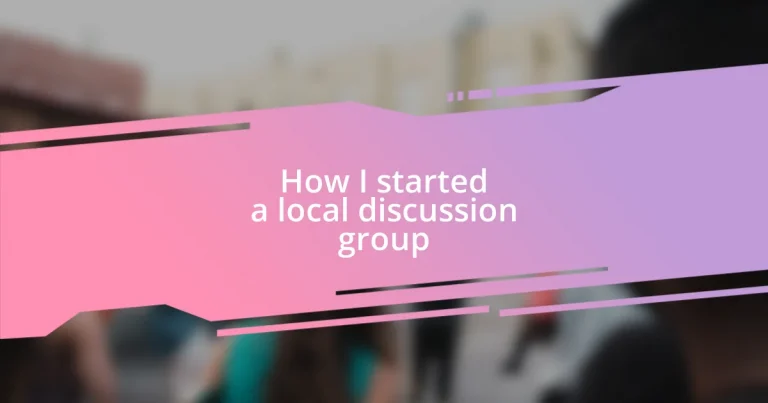 How I started a local discussion group