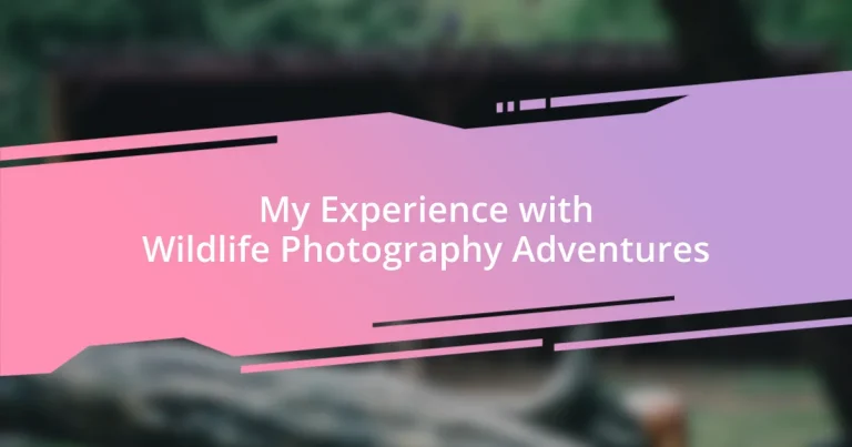 My Experience with Wildlife Photography Adventures