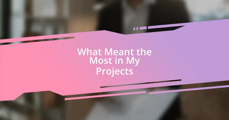 What Meant the Most in My Projects