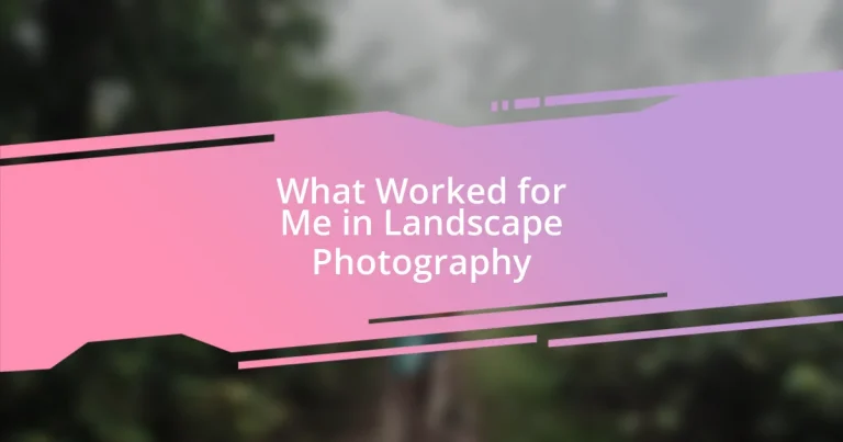 What Worked for Me in Landscape Photography